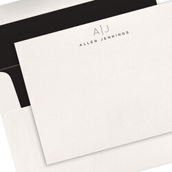 Duo Initials Flat Note Cards - Letterpress